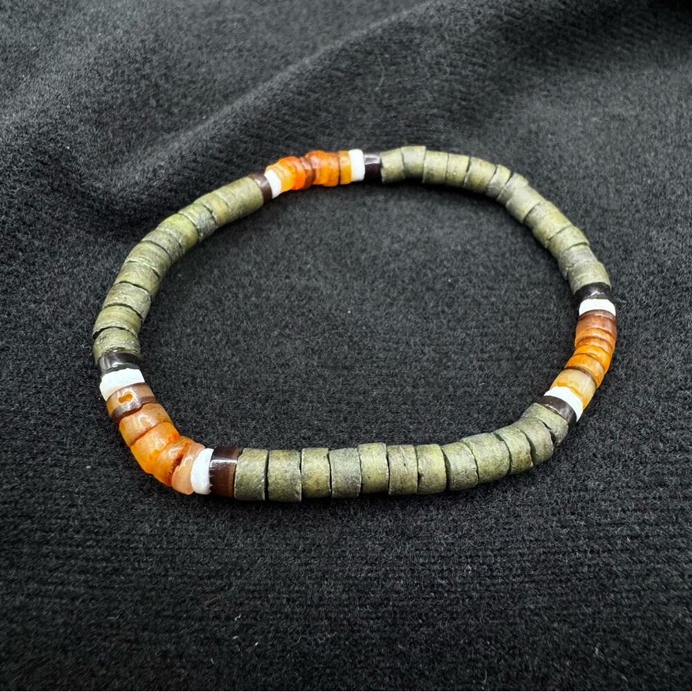Bracelet Natural Stone Heishi Beads Earth Tones Artisan Boho Style